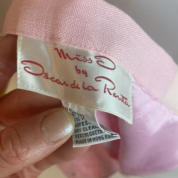 Miss O by Oscar de la Renta Vintage Pink Linen Skirt Suit Set - Picture 10 of 10
